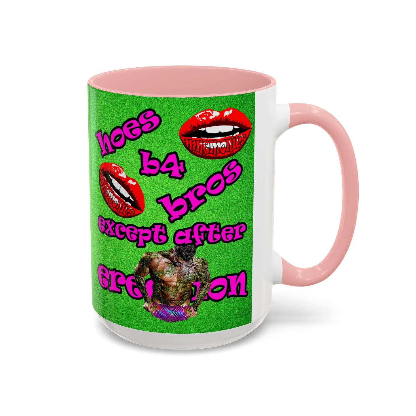 hoes b4 bros - Accent Mug (green turf)
