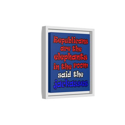 donkeys and elephants - framed canvas art (dark blue)