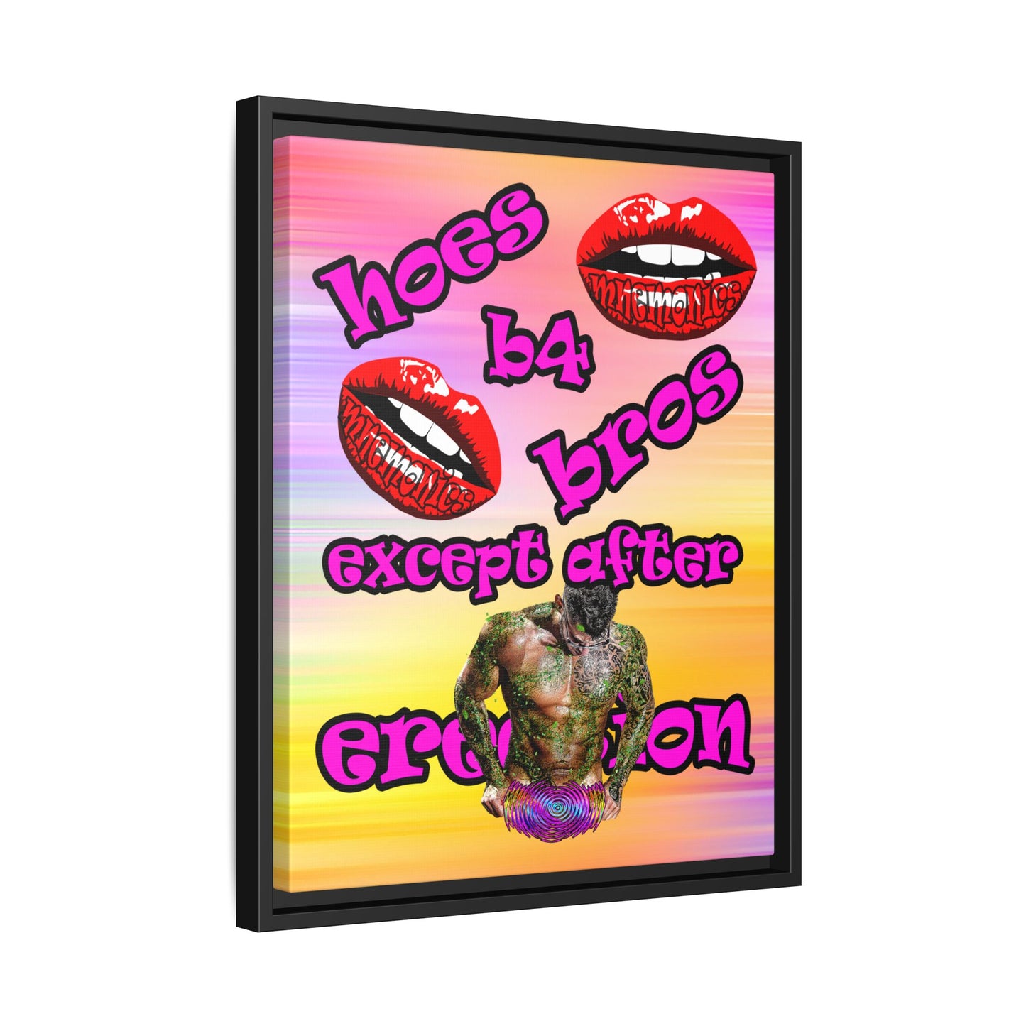 hoes b4 bros - framed canvas art (color blur)