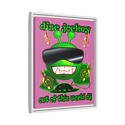 disc jockey - framed canvas art (light pink)