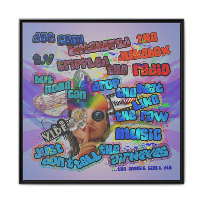 drop the beat - framed canvas art (light blue-pink wave)