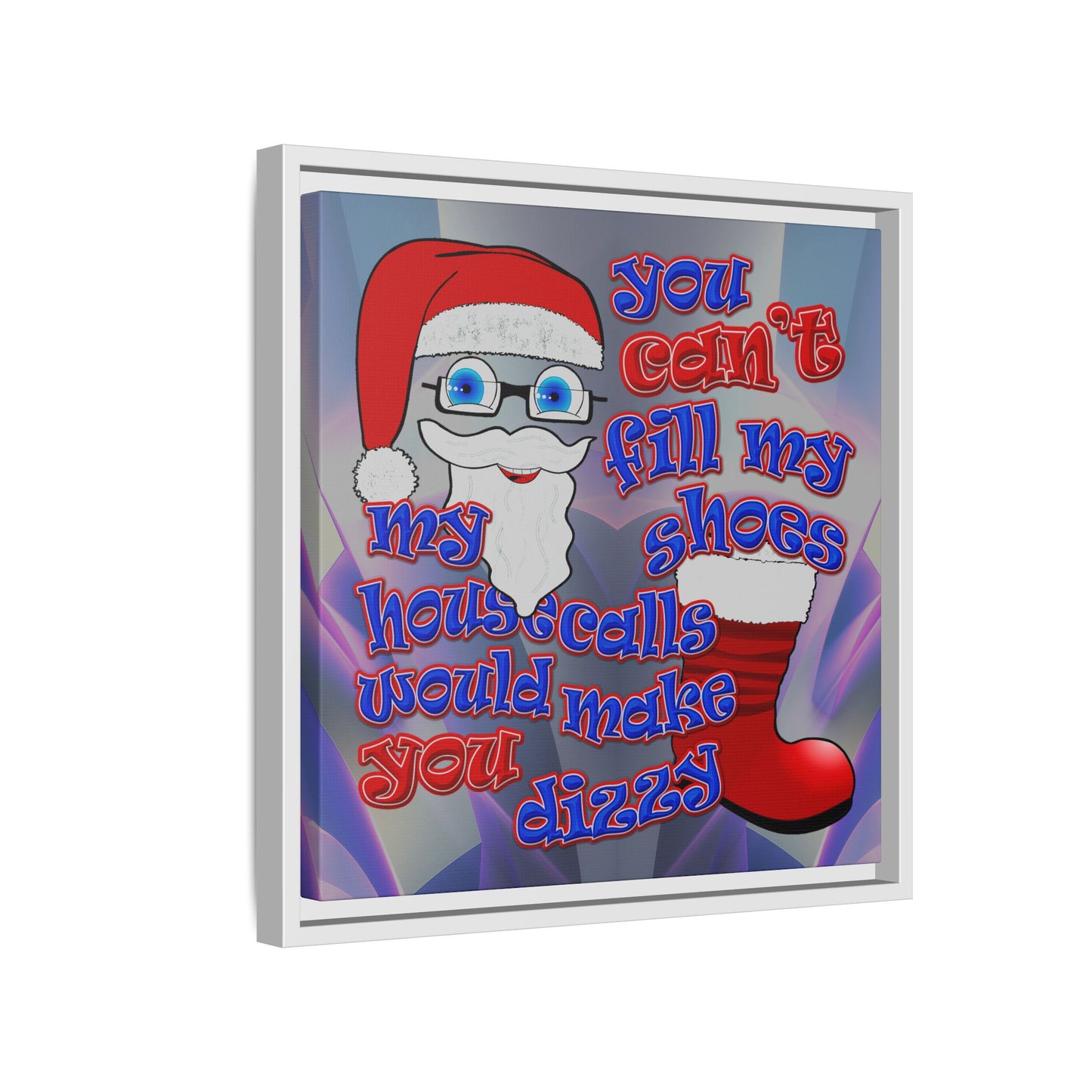 santa's shoes - framed canvas art (grey-pink wave)