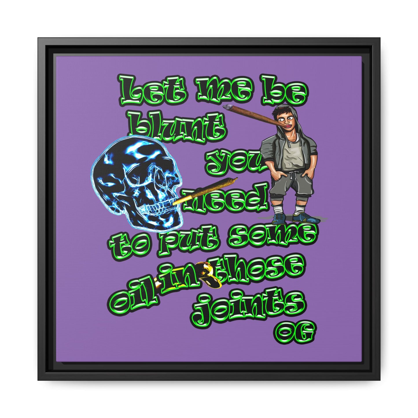 og - framed canvas art (light purple)