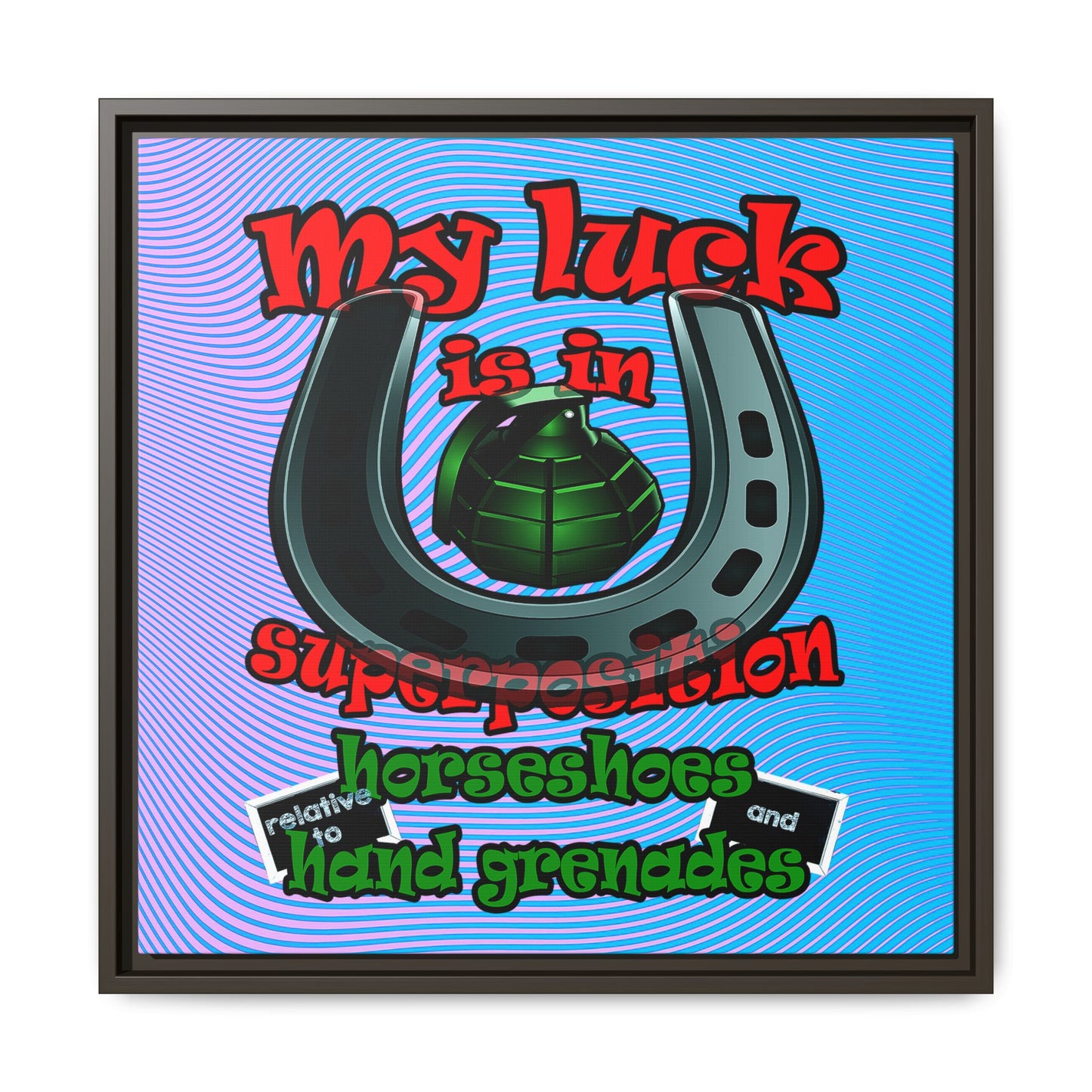 my luck - framed canvas art (light blue-purple wave)