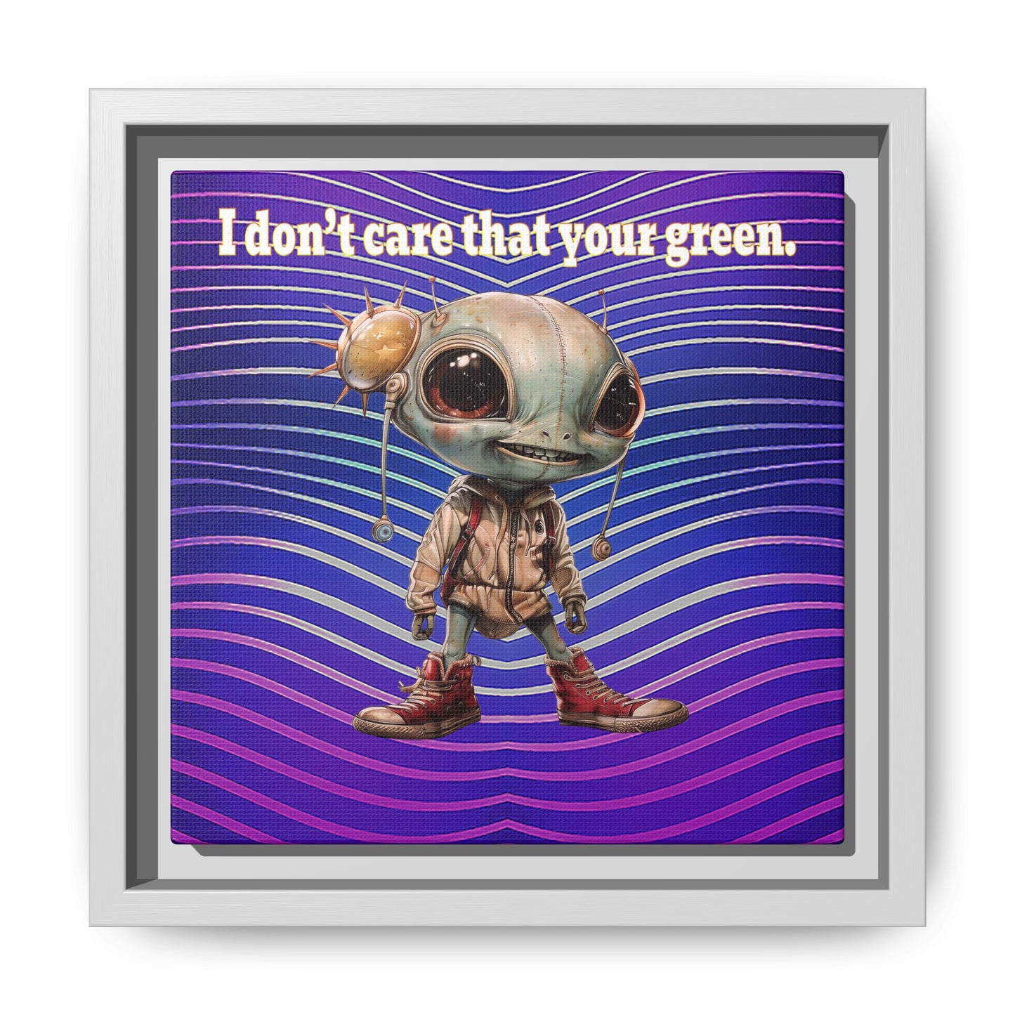 I don't care that your green - framed canvas art (purple wave)