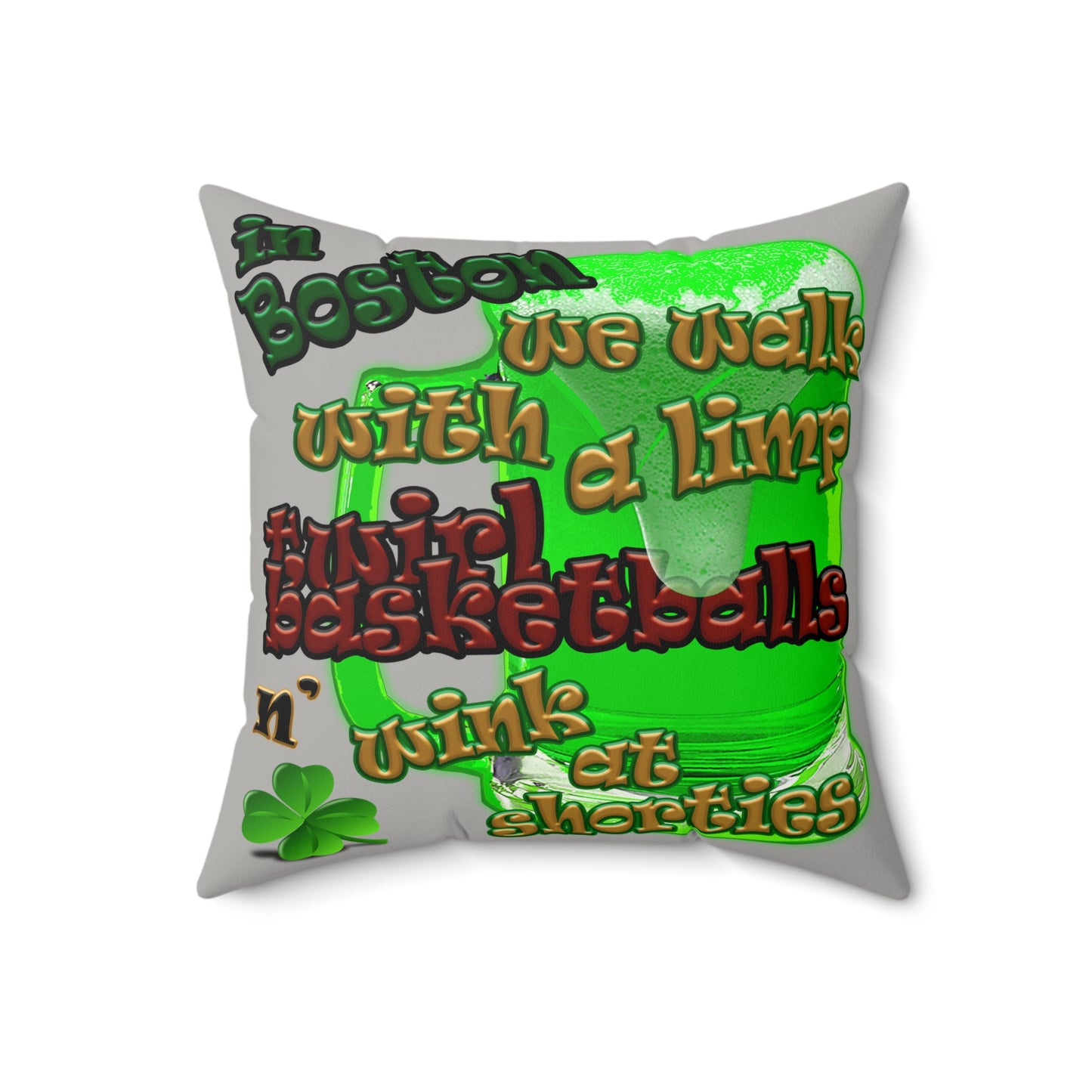 celtics logo - Faux Suede Square Pillow - (light grey)