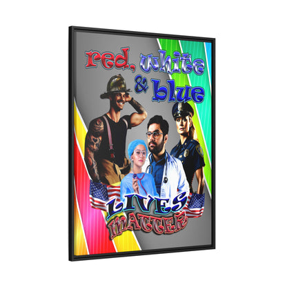 rw&b lives matter - framed canvas art (rainbow split)