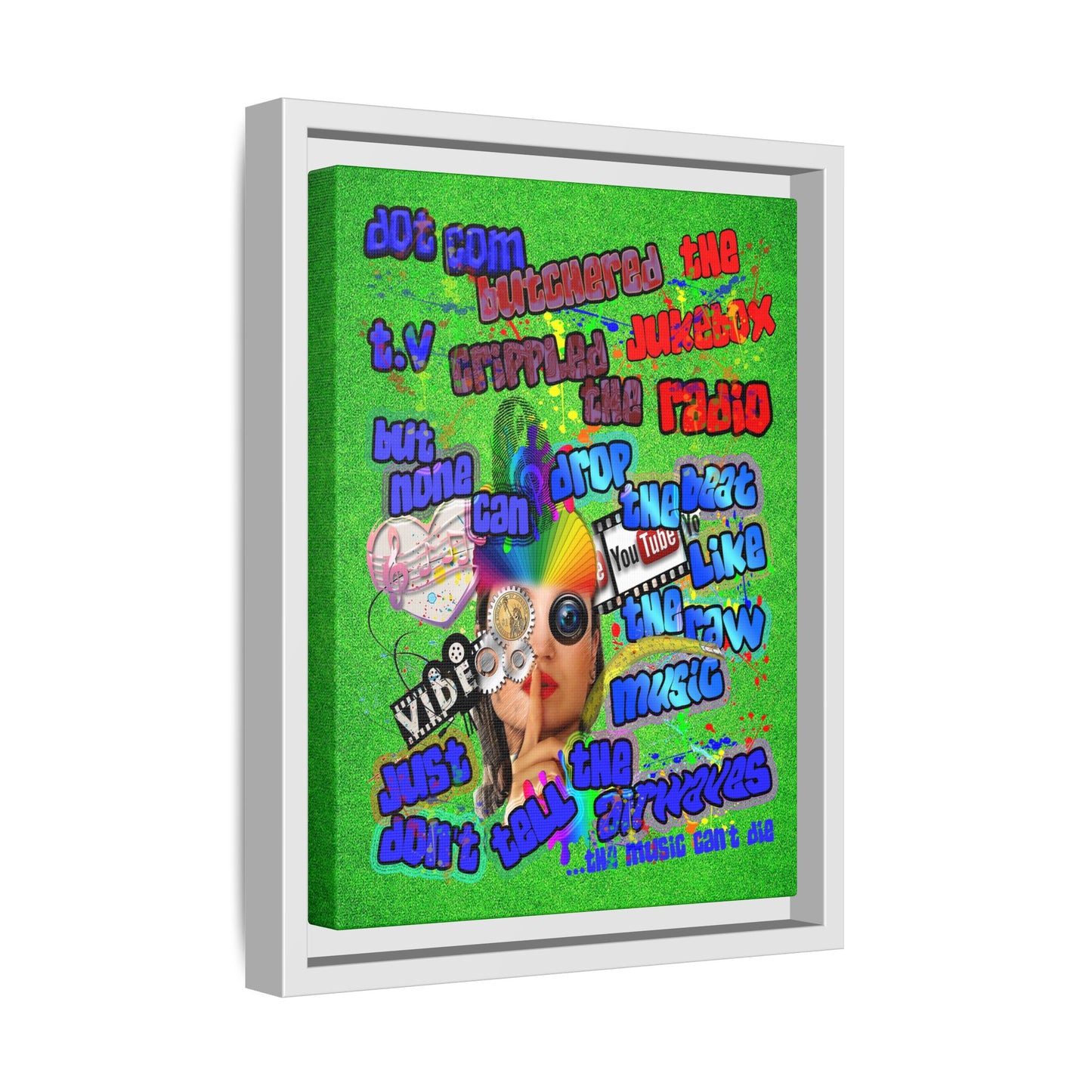 drop the beat - framed canvas art (green turf)