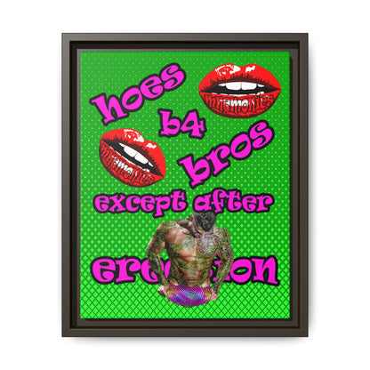 hoes b4 bros - framed canvas art (logo green)