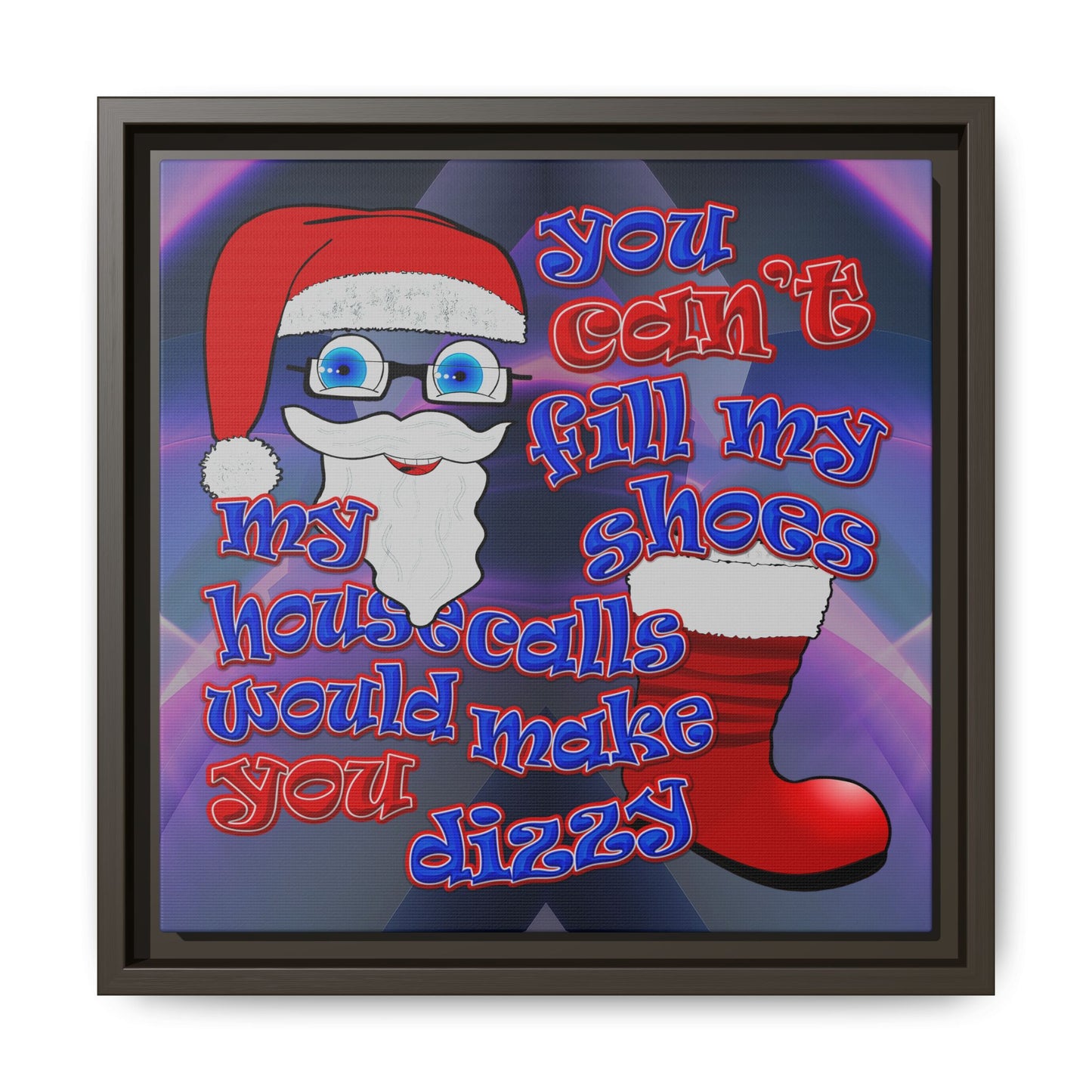 santa's shoes - framed canvas art (grey-pink wave)