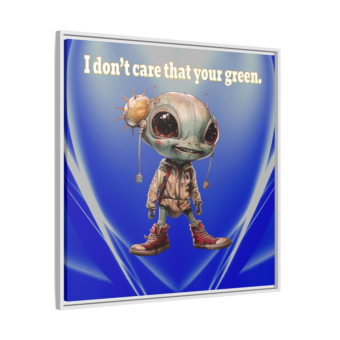I don't care that your green - framed canvas art (blue-white wave)