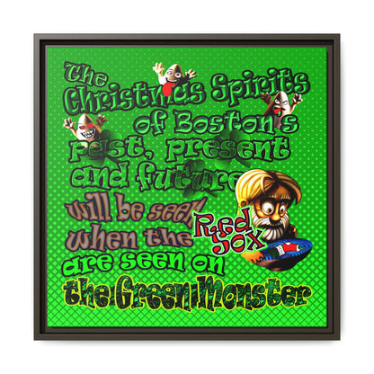 christmas spirits of boston - framed canvas art (logo green)