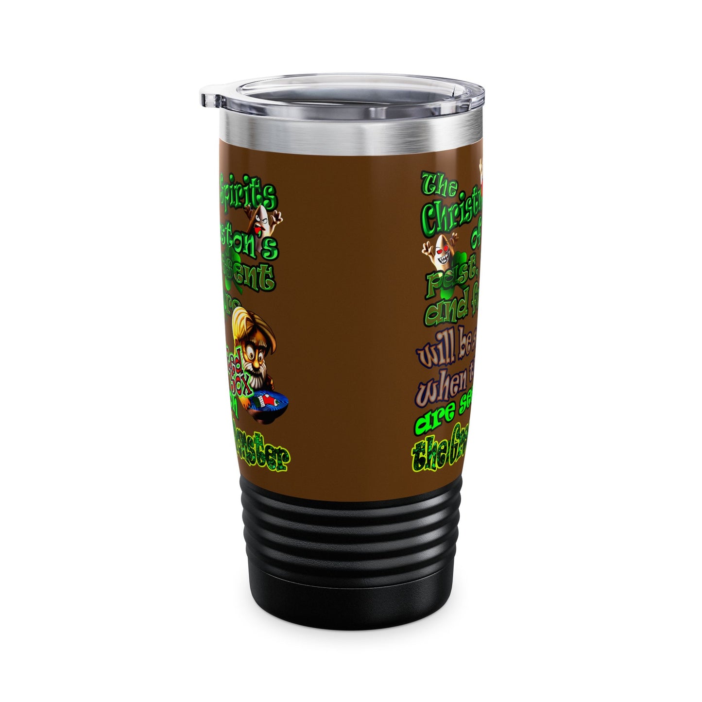 christmas spirits of boston - Ringneck Tumbler, 20oz (brown)