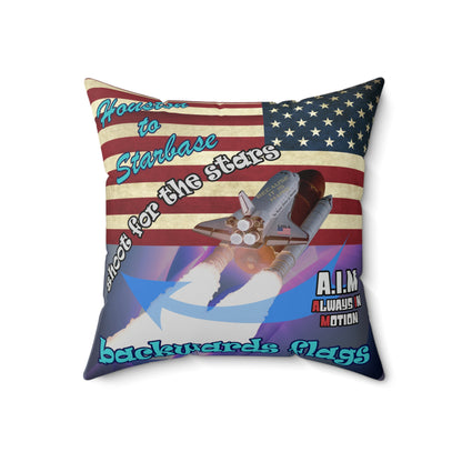 shoot for the stars - Spun Polyester Square Pillow - (grey-pink wave)
