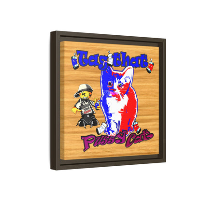 tag that - framed canvas art (butterscotch wood finish)