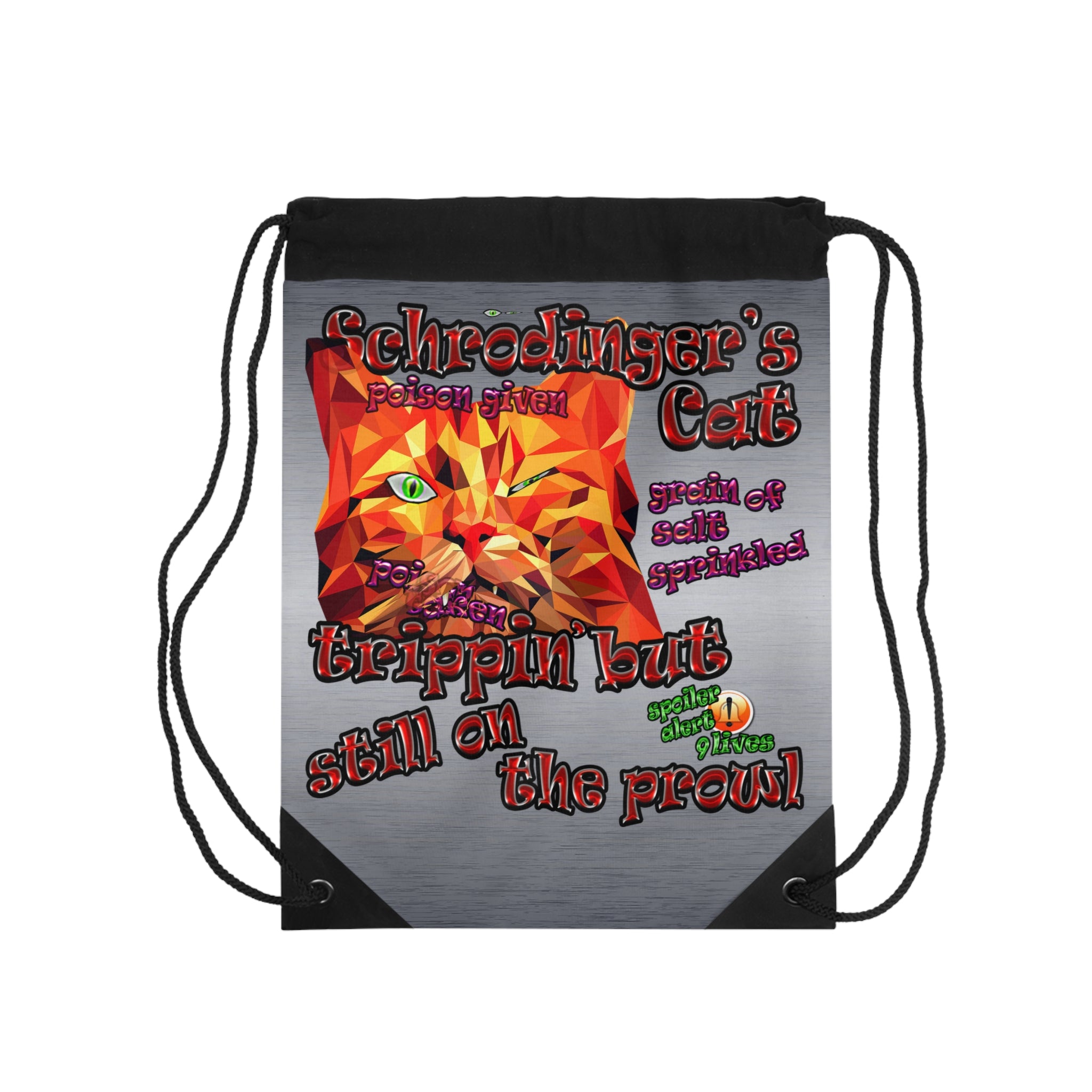 schrodinger's cat - Drawstring Bag (brushed nickel)
