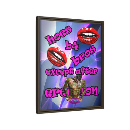 hoes b4 bros - framed canvas art (grey-pink wave)