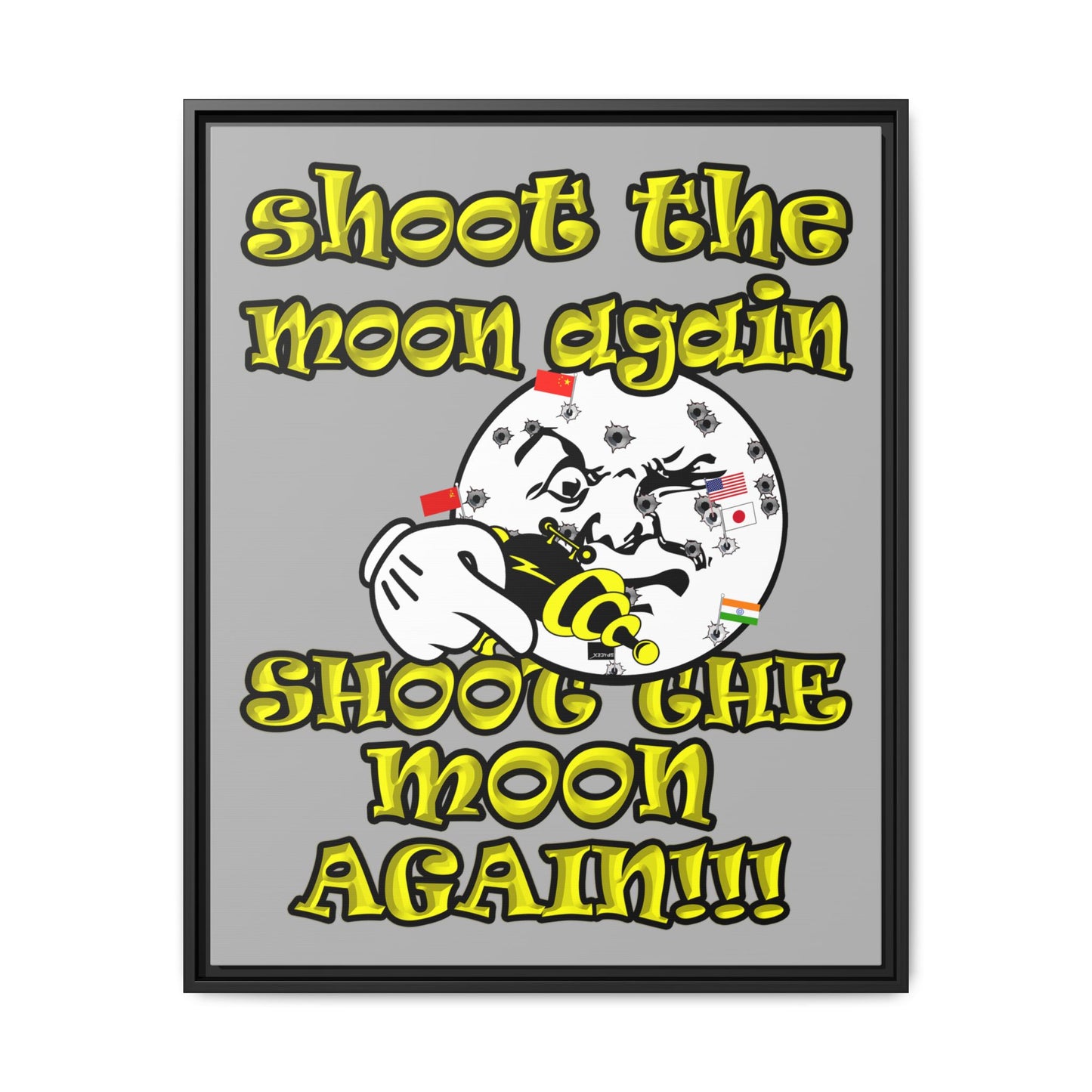 shoot the moon again - framed canvas art (light grey)