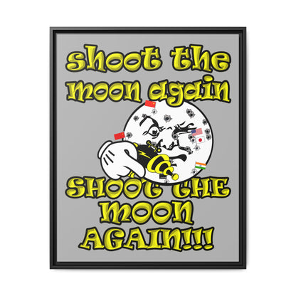 shoot the moon again - framed canvas art (light grey)