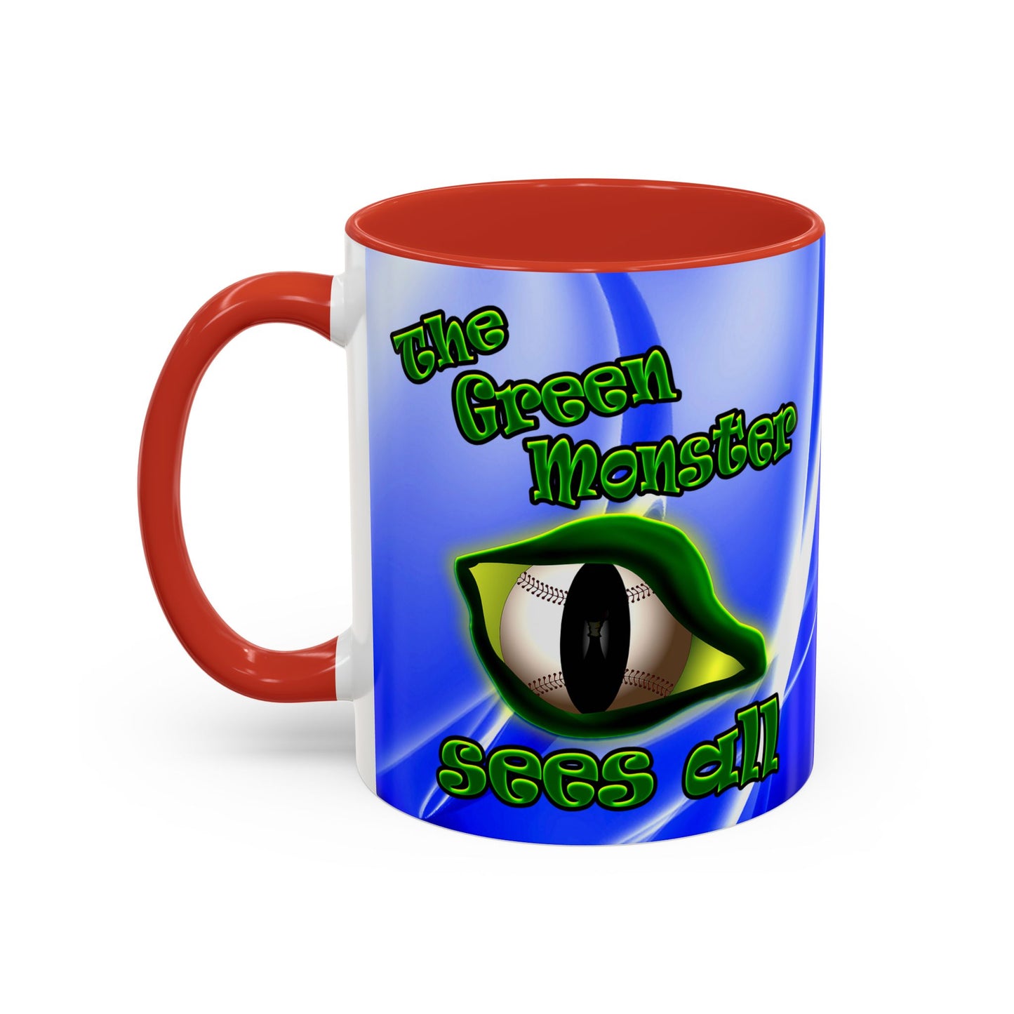 green monster - Accent Mug (blue-white wave)