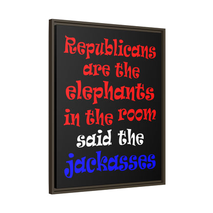 donkeys and elephants - framed canvas art (black)