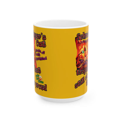 schrodinger's cat - White Mug (yellow)