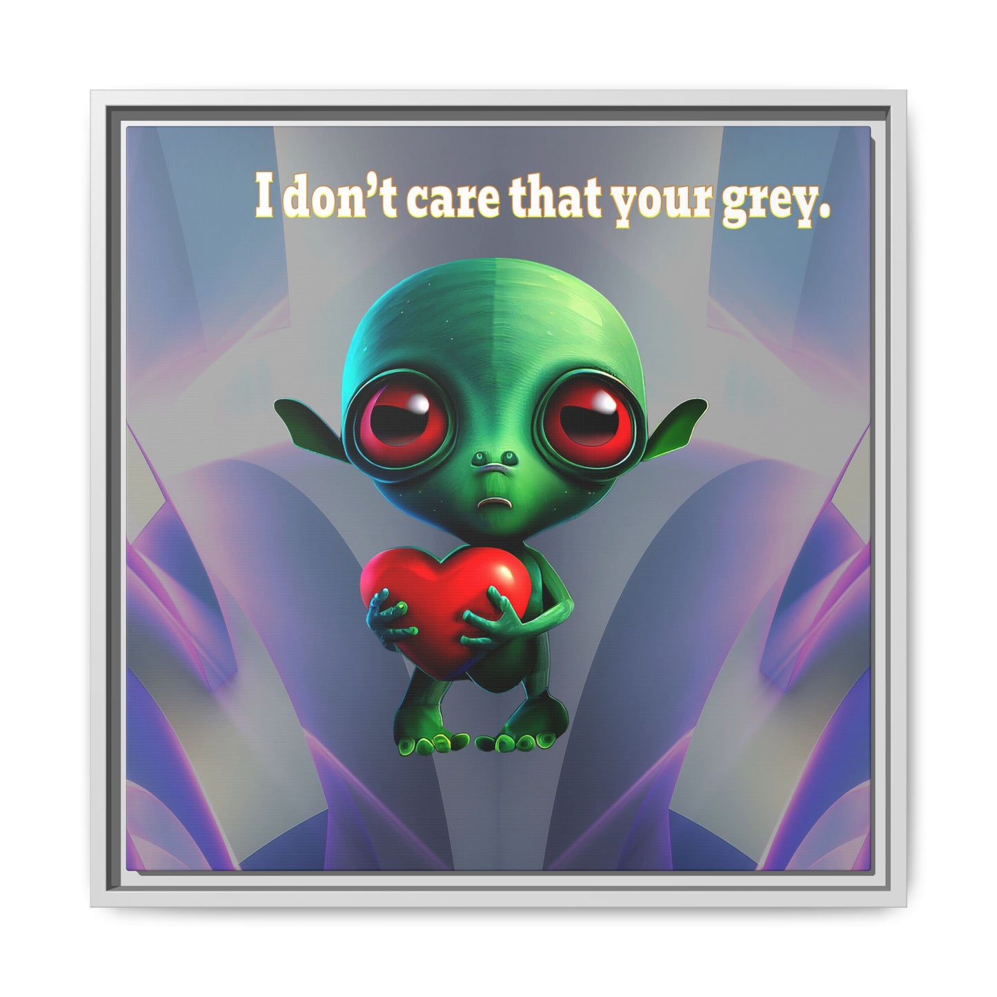 I don't care that your grey - framed canvas art (grey-pink wave)