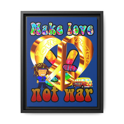 love peace - framed canvas art (dark blue)