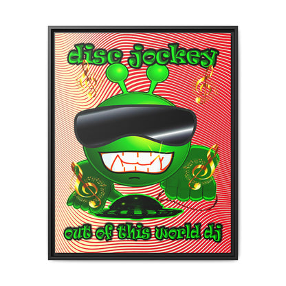 disc jockey - framed canvas art (yellow-orange wave)