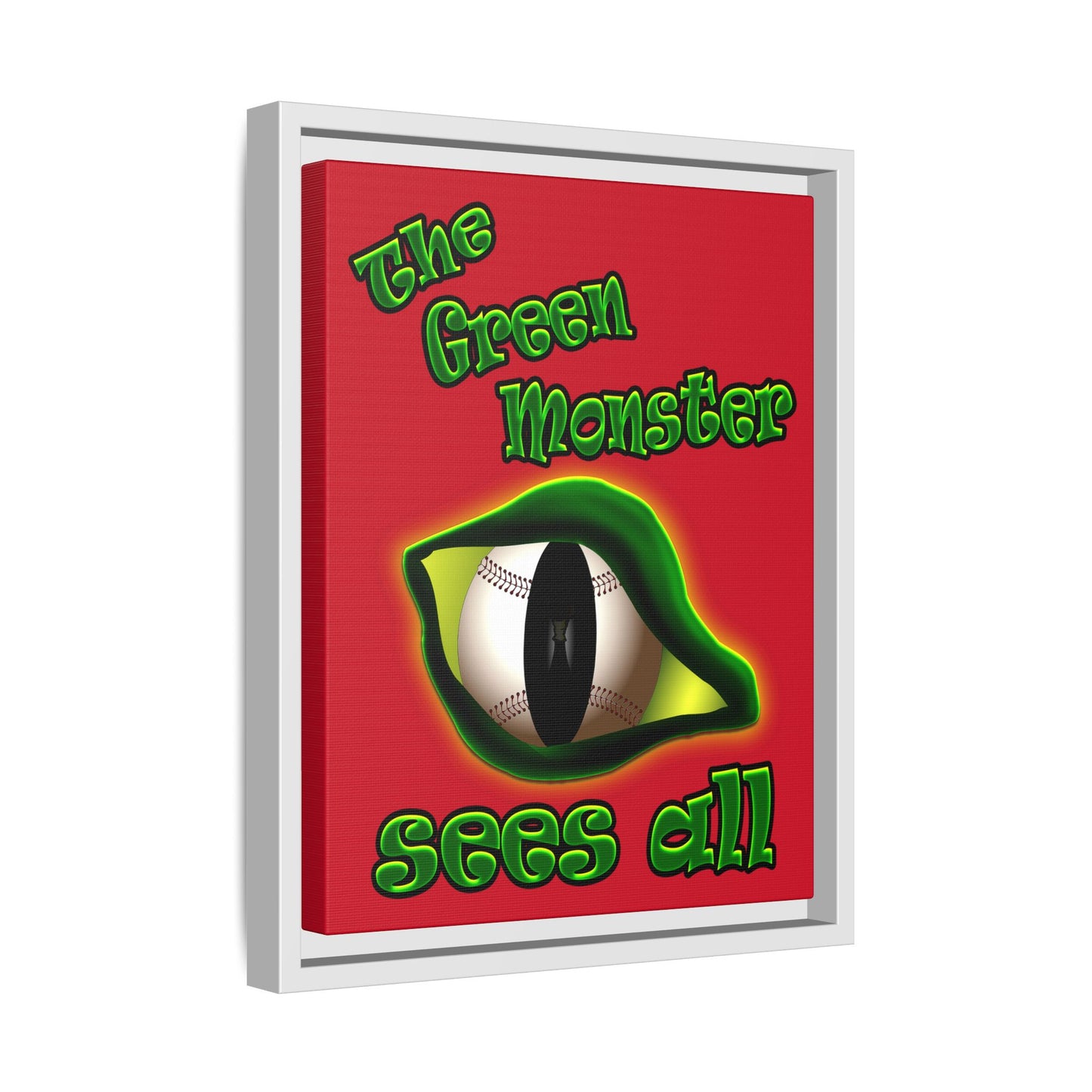 green monster - framed canvas art (dark red)