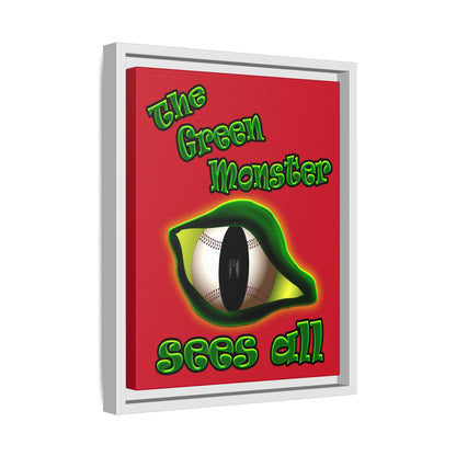 green monster - framed canvas art (dark red)