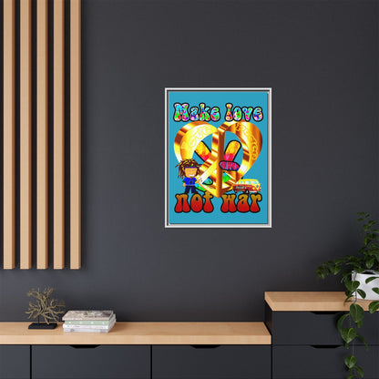 love peace - framed canvas art (turquoise)