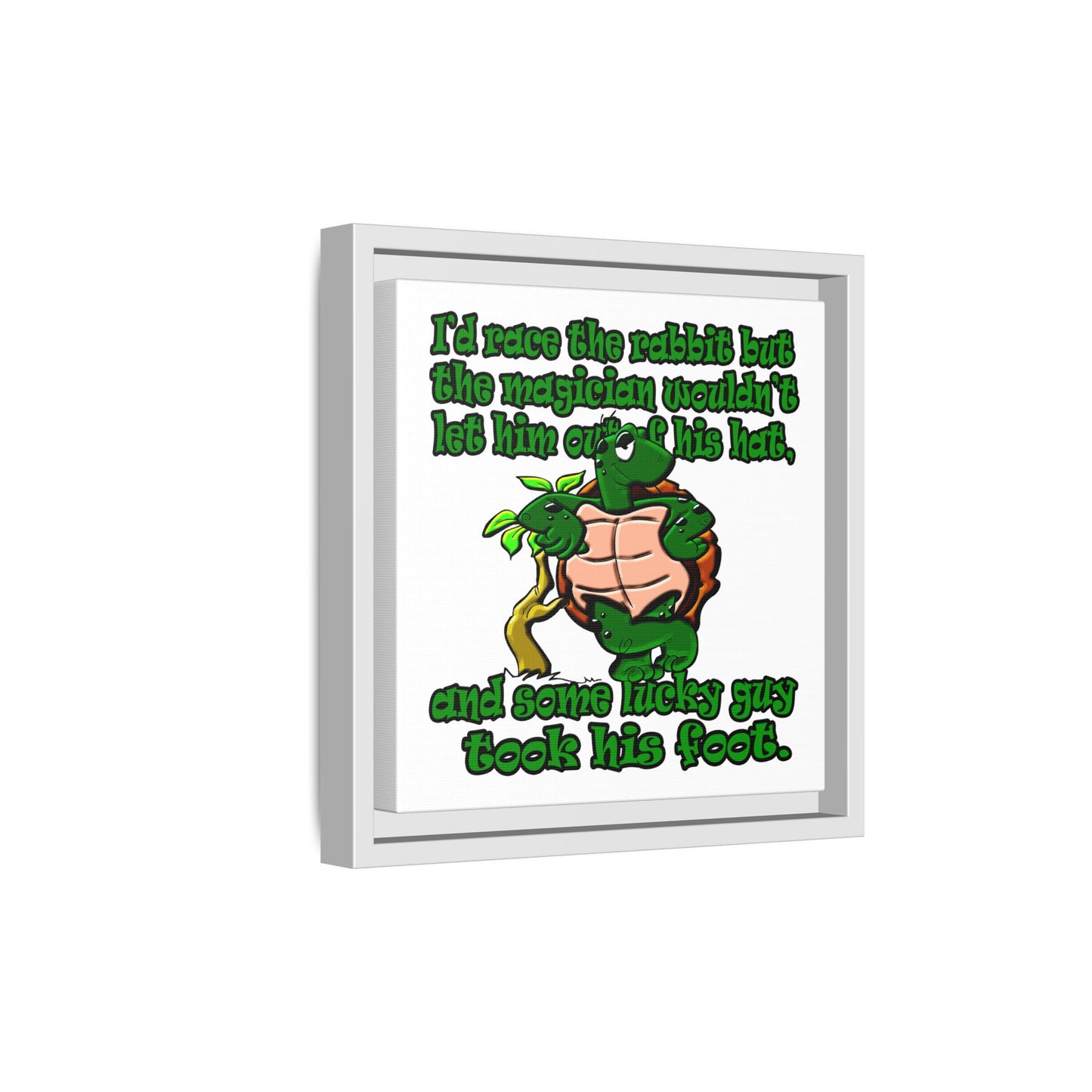 turtle race - framed canvas art (white)