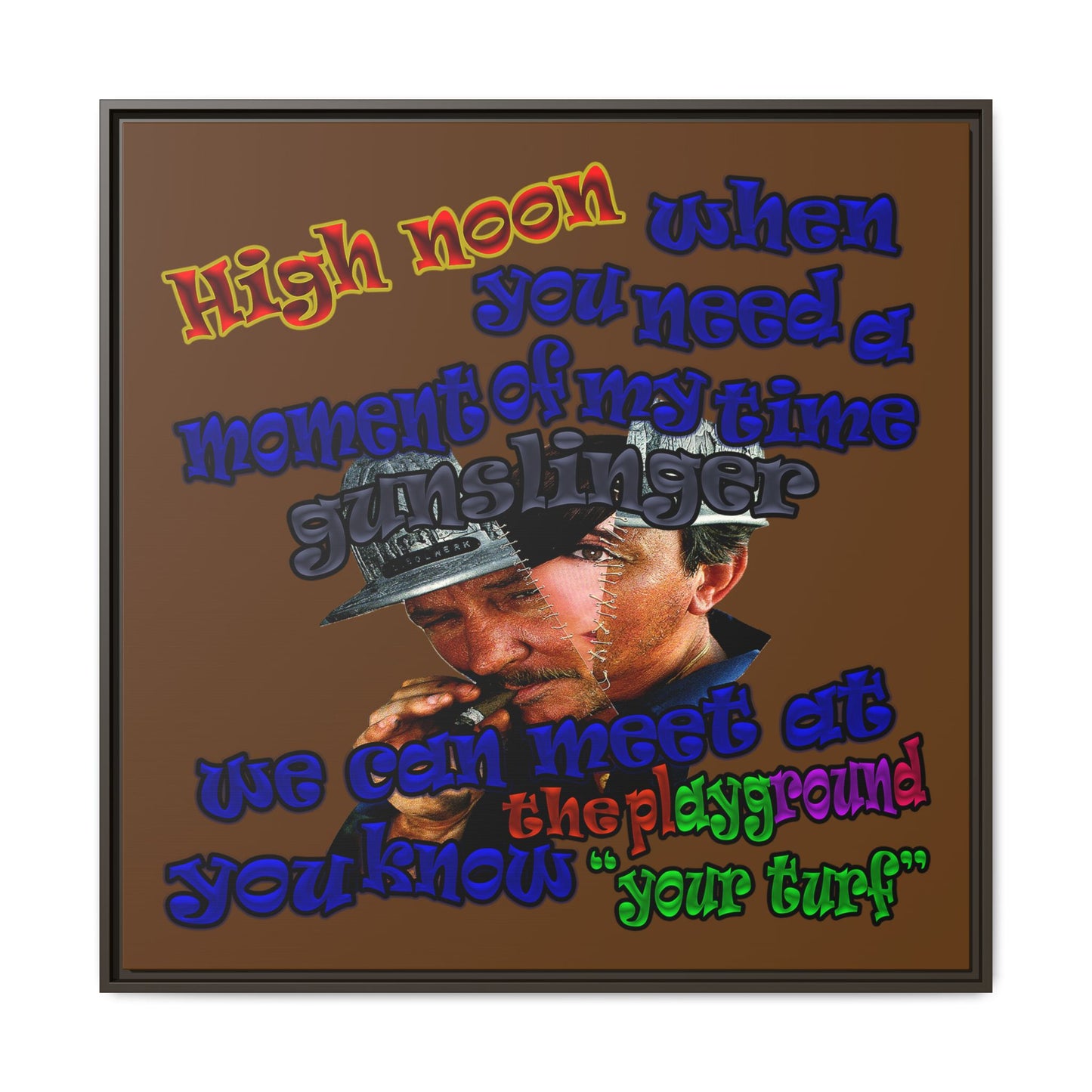 high noon - framed canvas art (brown)