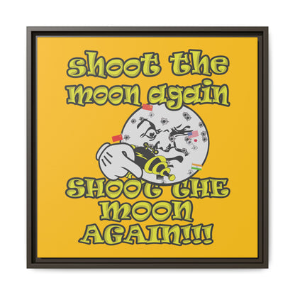 shoot the moon again - framed canvas art (yellow)