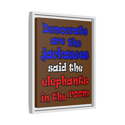 donkeys and elephants - framed canvas art (brown)