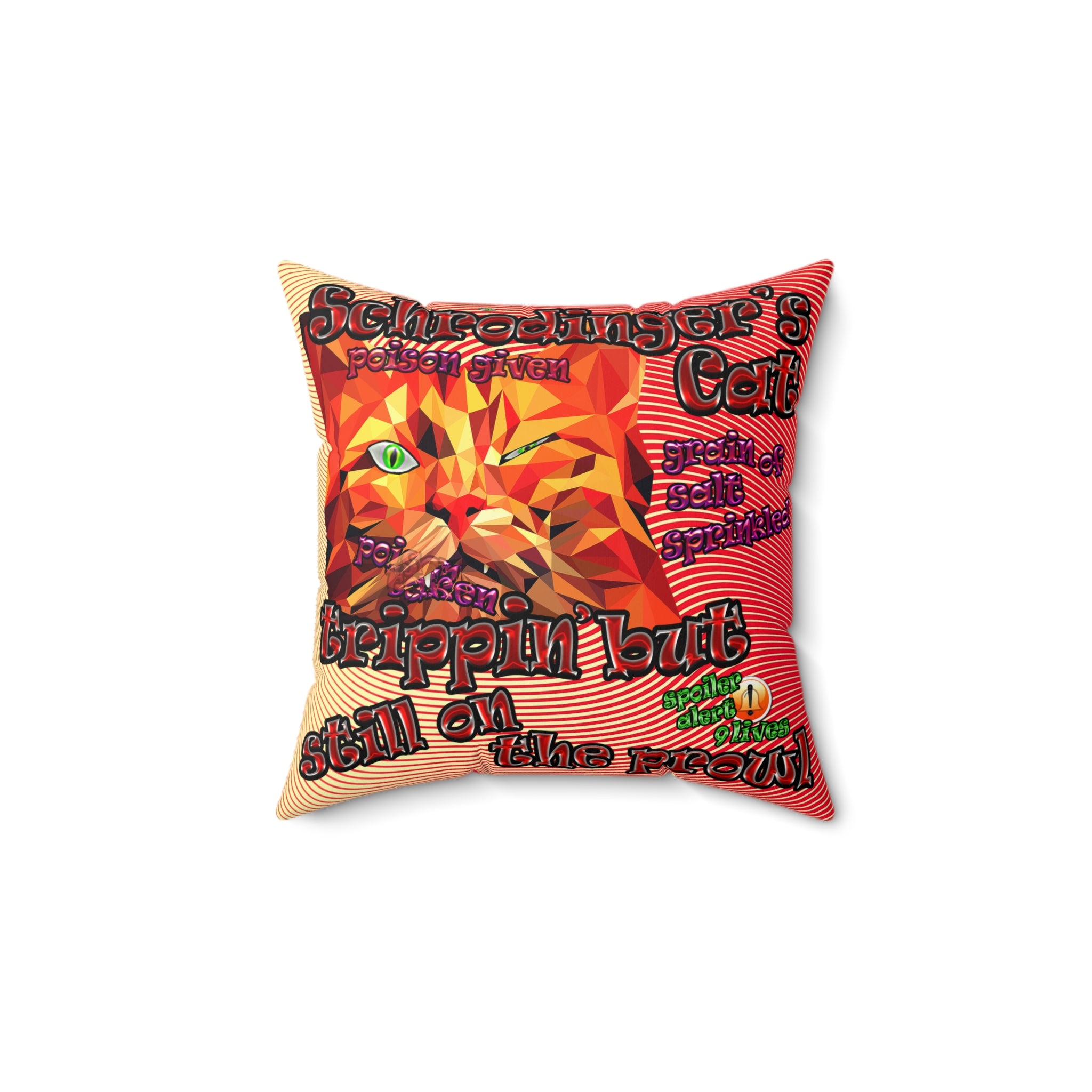 schrodinger's cat - Faux Suede Square Pillow - (yellow-orange wave)