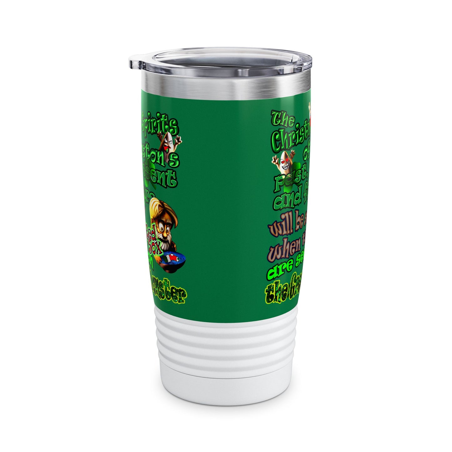 christmas spirits of boston - Ringneck Tumbler, 20oz (dark green)