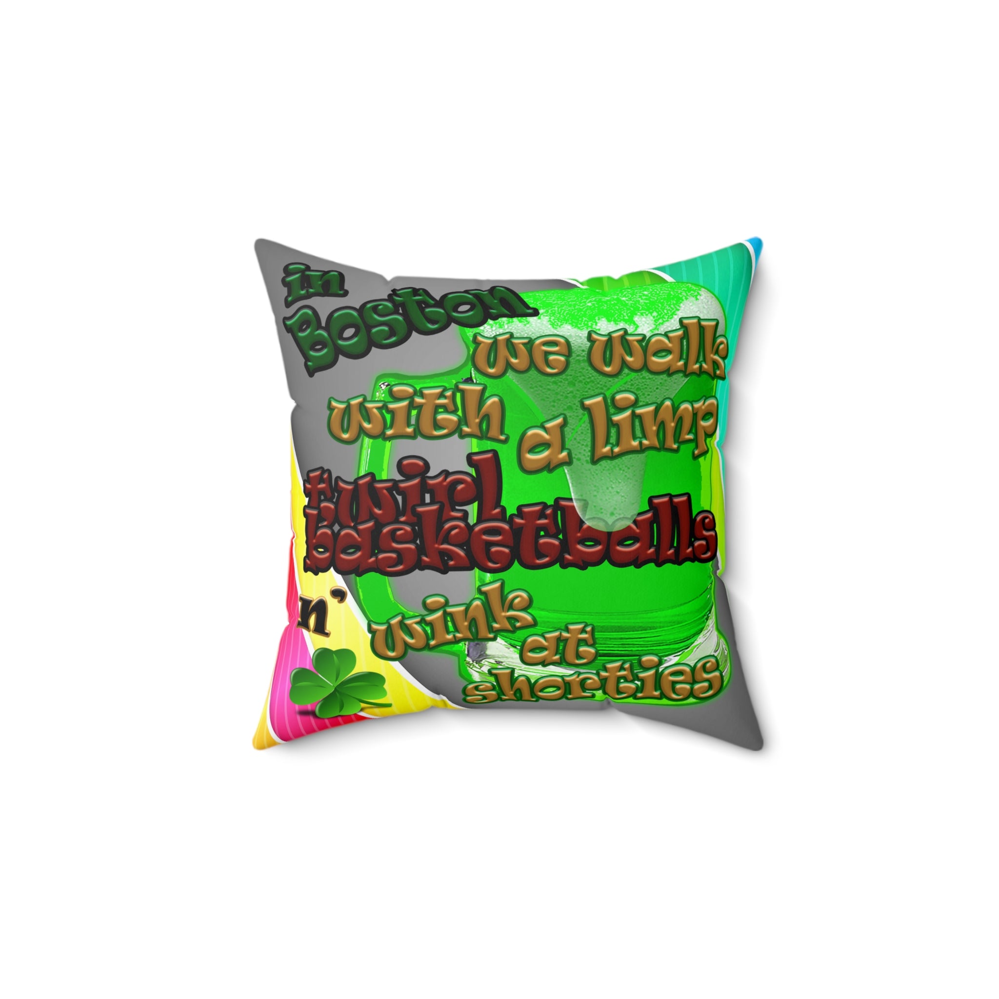 celtics logo - Spun Polyester Square Pillow - (rainbow split)