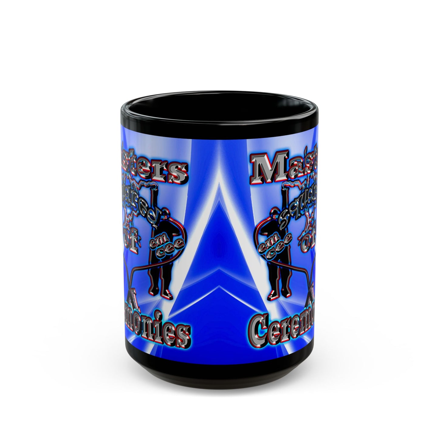 em cee squared - Black Mug (blue-white wave)