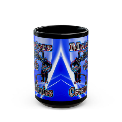 em cee squared - Black Mug (blue-white wave)