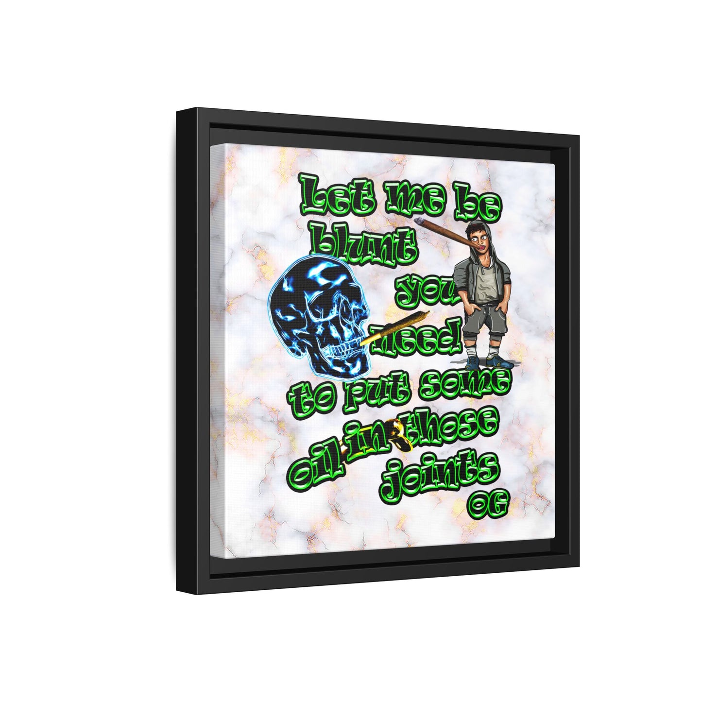 og - framed canvas art (white marble)