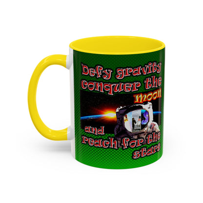 defy conquer reach - Accent Mug (logo green)