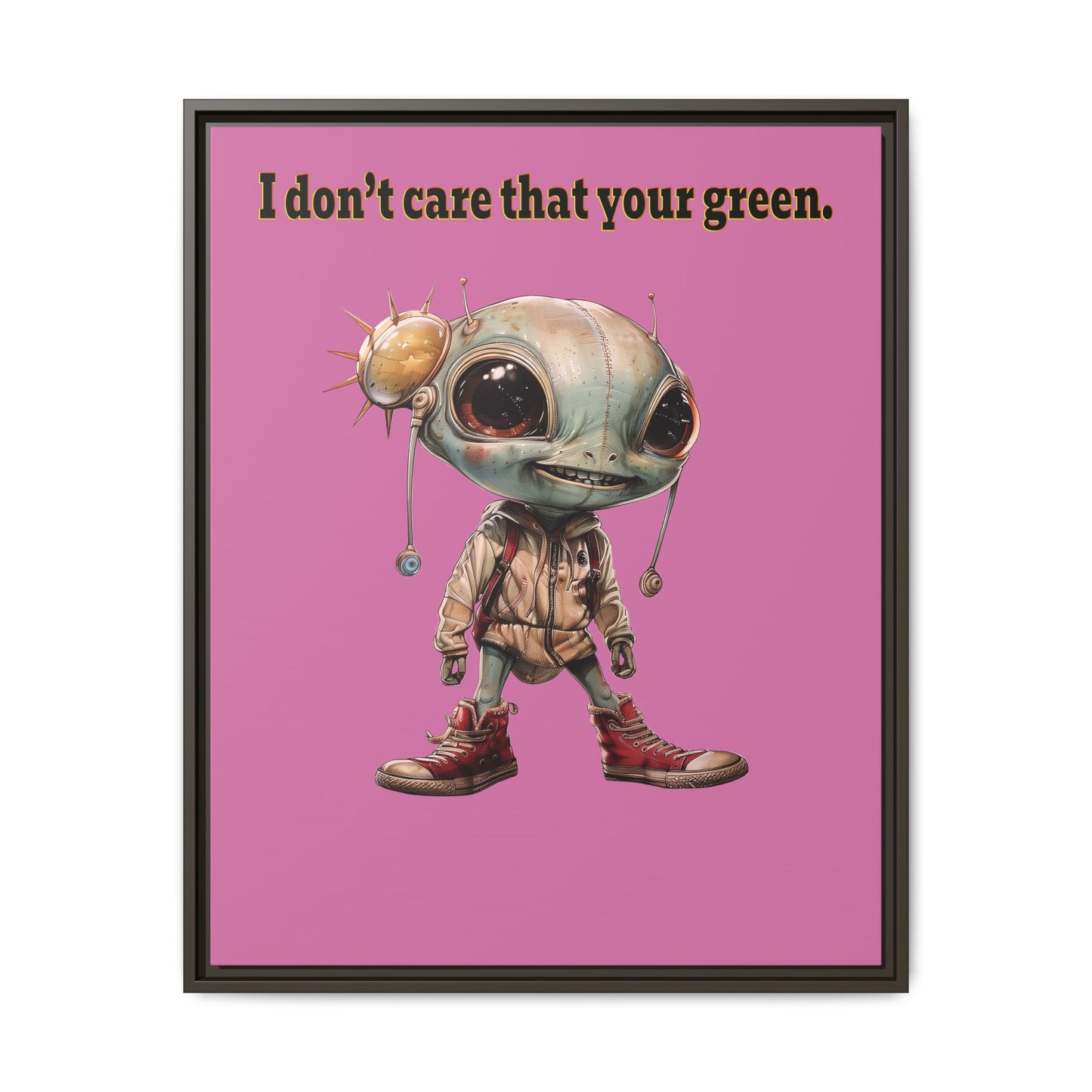 I don't care that your green - framed canvas art (light pink)
