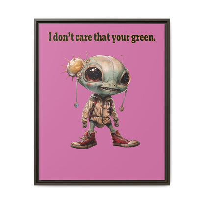I don't care that your green - framed canvas art (light pink)