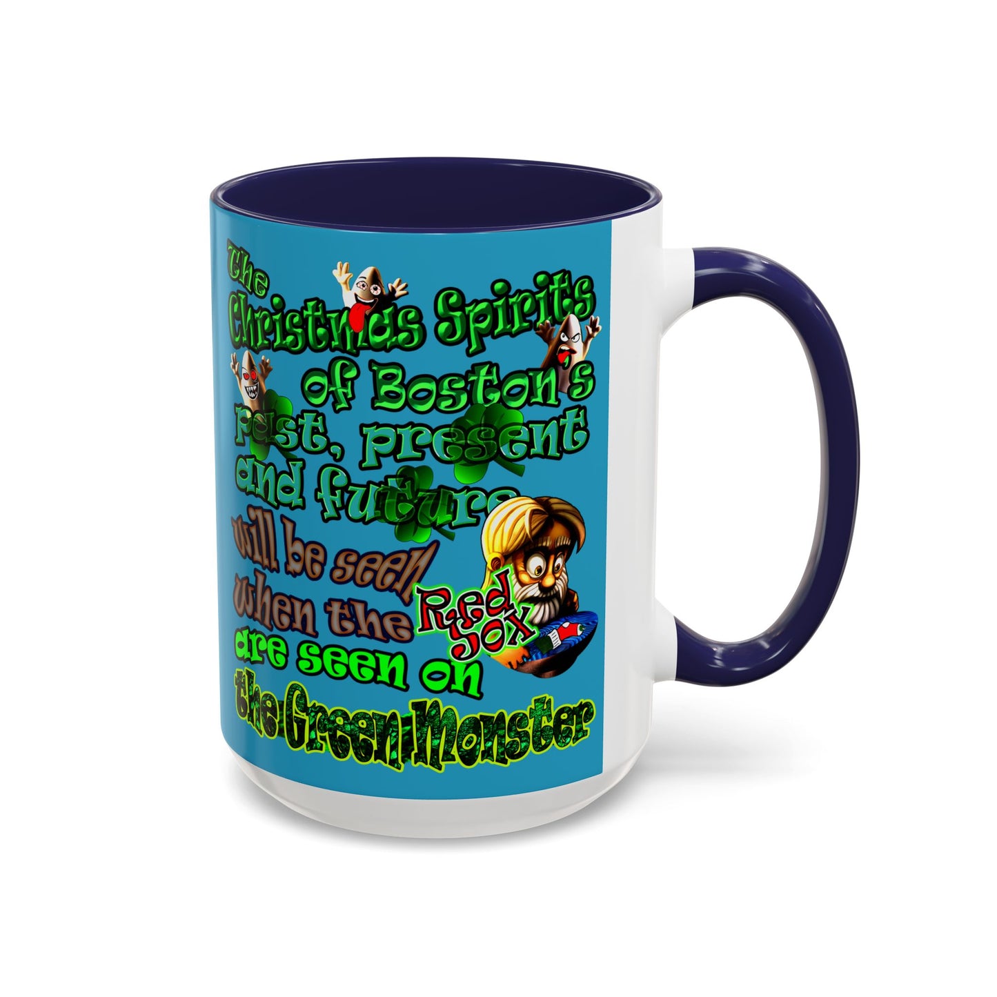 christmas spirits of boston - Accent Mug (turquoise)