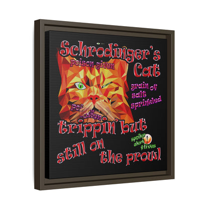 schrodinger's cat - framed canvas art (black)