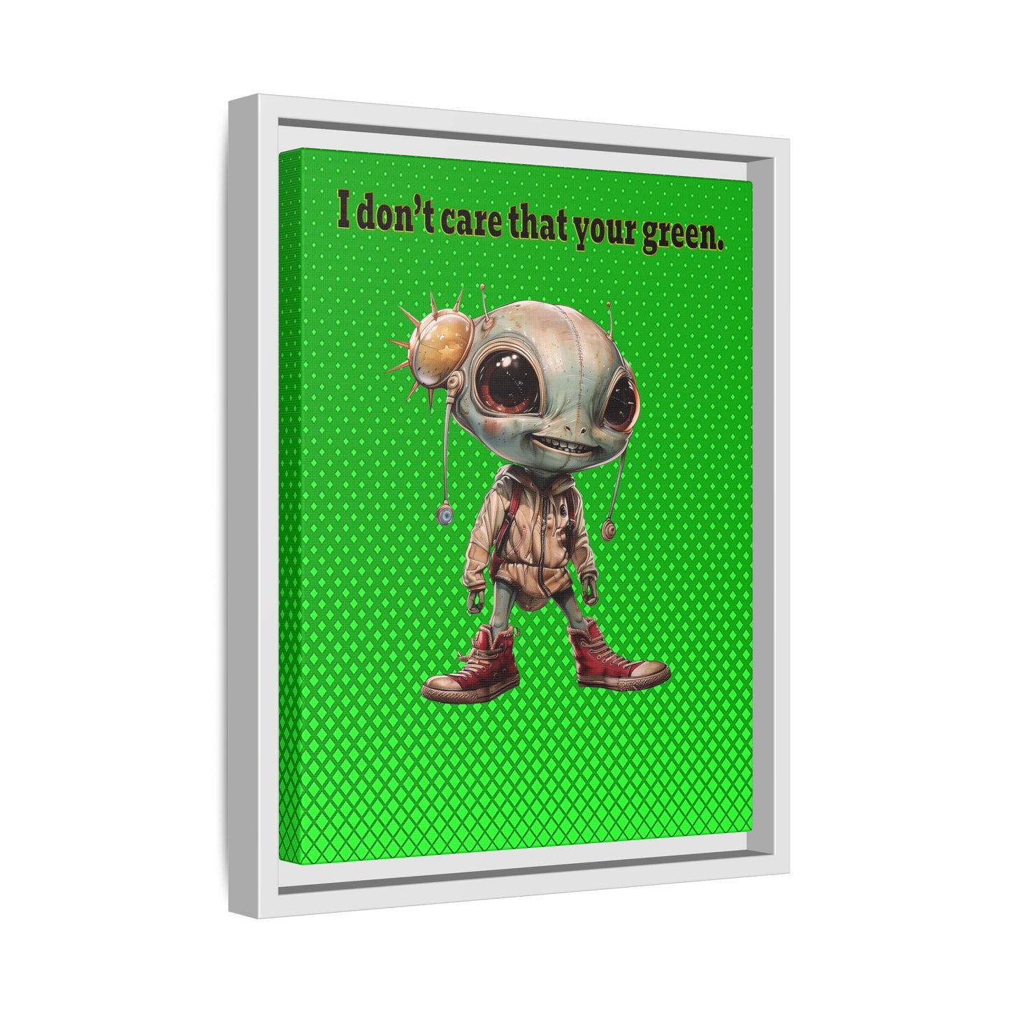 I don't care that your green - framed canvas art (logo green)