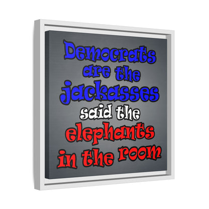 donkeys and elephants - framed canvas art (grey-light grey)
