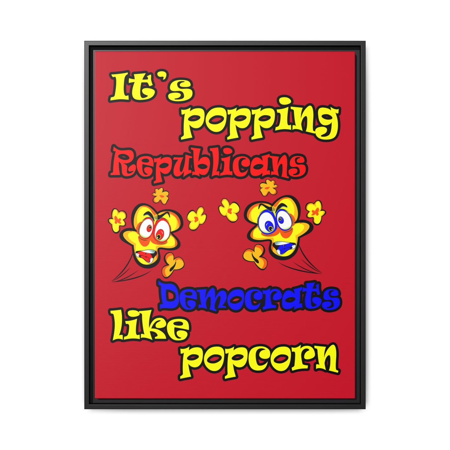 popping like popcorn - framed canvas art (dark red)